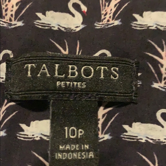 Talbots button down l/s swan pattern collar sz 10P - Picture 4 of 7